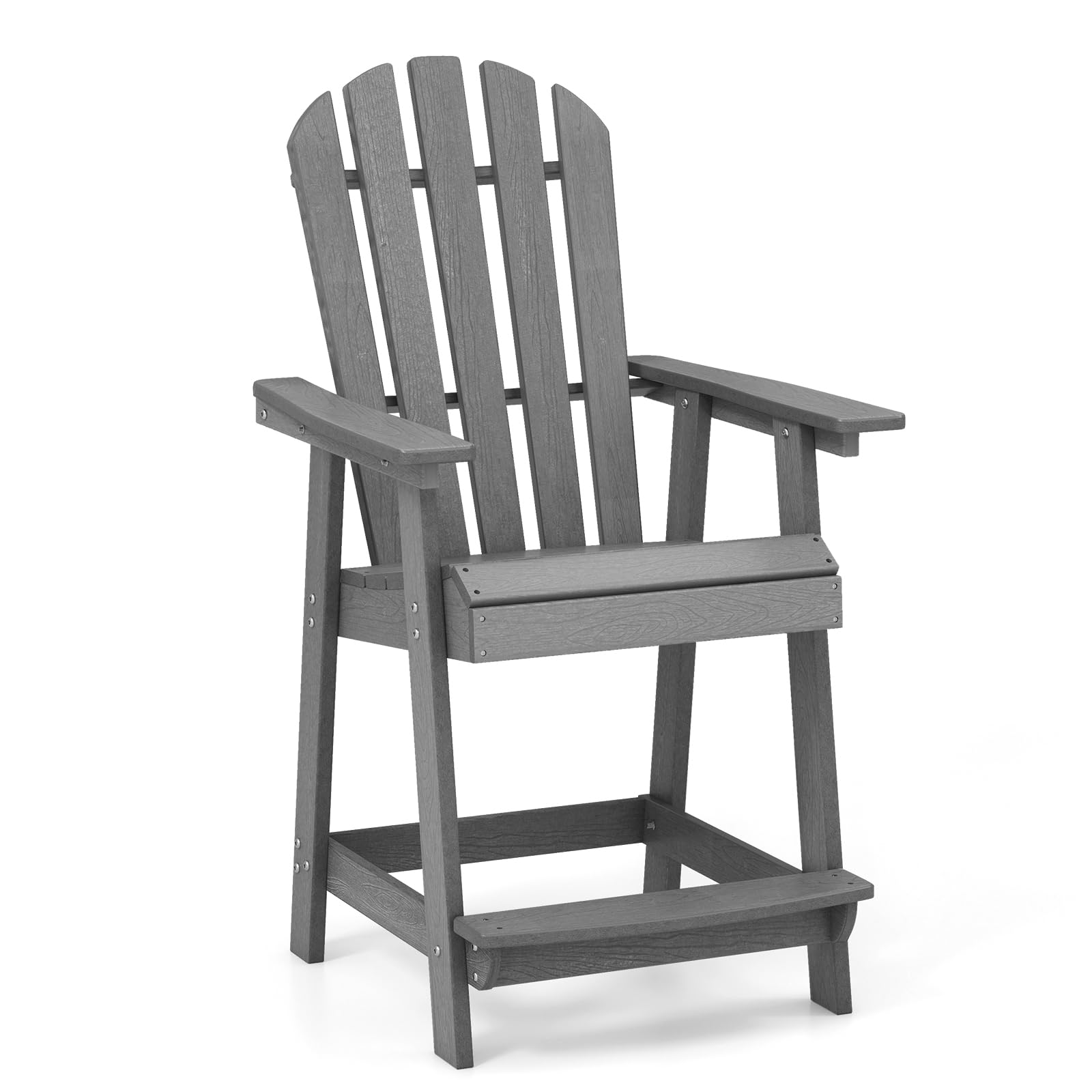 Tangkula Outdoor Bar Stool, HDPE Tall Adirondack Chair with Armrest & Footrest